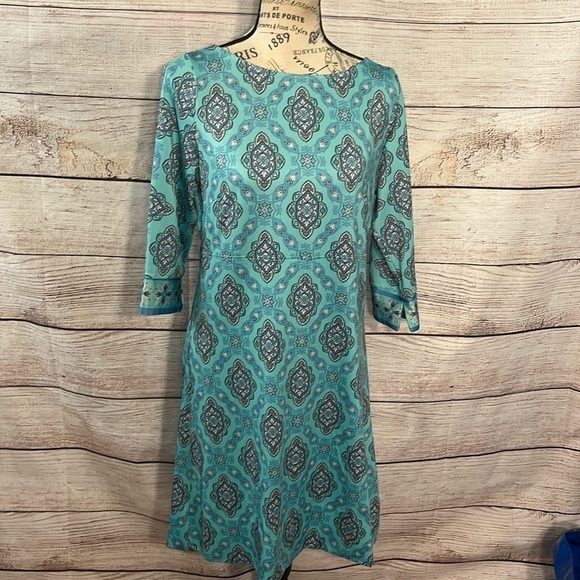 Gretchen Scott Dress Boat Neck 3/4 Sleeves Medallion Design Size Small - Picture 1 of 7